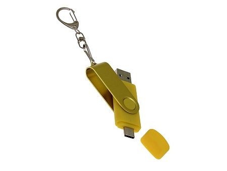 USB 3.0- флешка на 64 Гб с поворотным механизмом и дополнительным разъемом Type-C