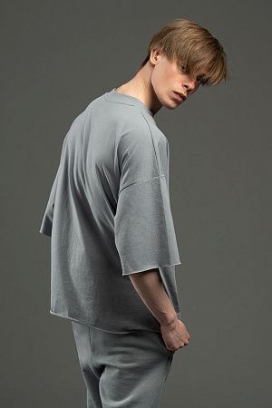 Футболка унисекс оверсайз T1, серая, размер XS/S