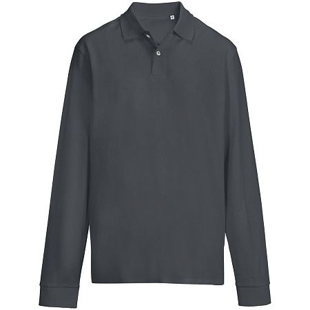 Рубашка поло унисекс с длинным рукавом Pacific LSL, темно-серая (графит), размер XS