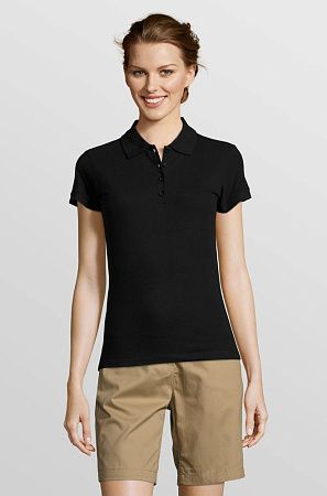 Рубашка поло женская People 210, черная, размер XL