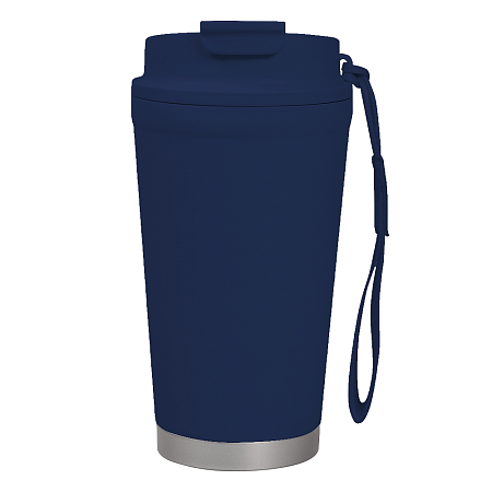 Термокружка Alba металлическая, 410 мл, темно-синяя с серебром