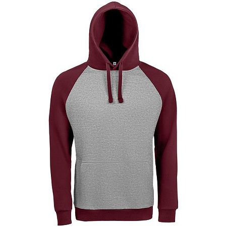 Толстовка унисекс Seattle, серый меланж с бордовым, размер L