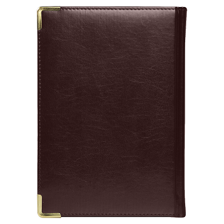 Ежедневник полудатированный Classic Pristine Gold А5, темно-коричневый  с золотом, с металлическими уголками, в твердой обложке с поролоном