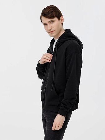 Толстовка унисекс оверсайз на молнии Zippy Terry, черная, размер XS/S