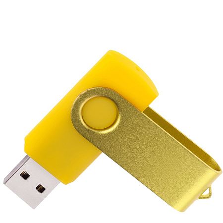 Флеш накопитель USB 2.0 Twister 32GB, пластик Софт Тач/металл, желтый/желтый