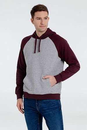 Толстовка унисекс Seattle, серый меланж с бордовым, размер L