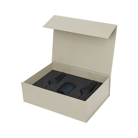 Подарочный набор свеча Enigma + 2 бокала для шампанского Sapphire в серой коробке