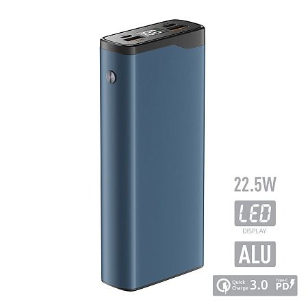 Внешний аккумулятор QL-20, 20000 mAh, 22.5W, QuickCharge 3.0, синий
