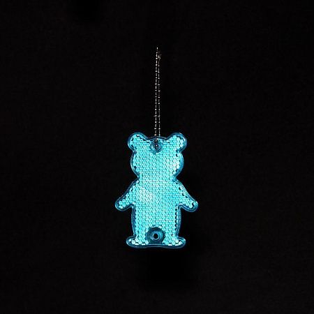 Пешеходный светоотражатель с цепочкой «Мишка», синий