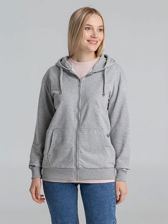 Толстовка на молнии с капюшоном Unit Siverga, серый меланж, размер XS
