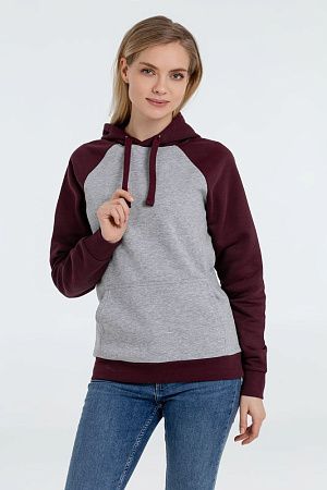 Толстовка унисекс Seattle, серый меланж с бордовым, размер L