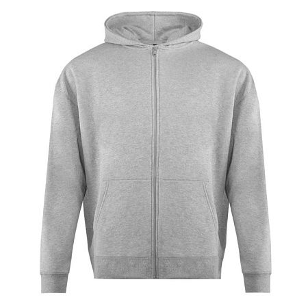 Толстовка унисекс Oversize Zip с капюшоном сэндвич 320, 100, Серый меланж,  (50/60)  (46/S)