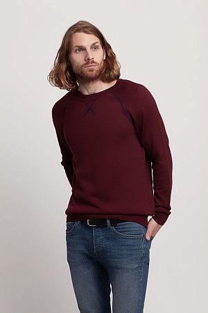 Джемпер Stitch с контрастной отделкой, бордовый с синим, размер S