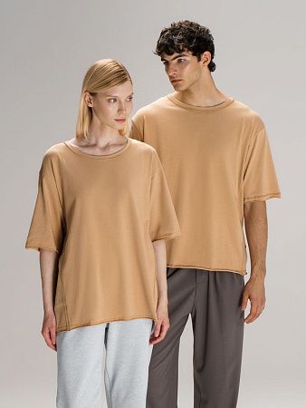 Футболка оверсайз унисекс Vozduh, бежевая, размер XL/2XL