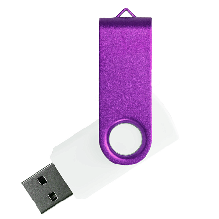 Флеш накопитель USB 2.0 Twister Сolor Mix 16GB, пластик Софт Тач/металл, белый/фиолетовый