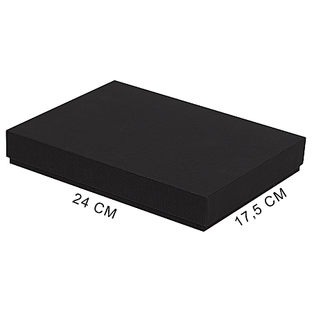 Коробка подарочная, размер 24*17,5*3 см, Solution Superior Linen, черная, бежевый ложемент под индивидуальную вырубку