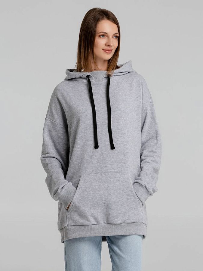 Худи оверсайз «Чистая соль», серый меланж, размер XS/S