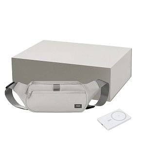 Подарочный набор Boston, Atlantis, серый (поясная сумка, аккумулятор)