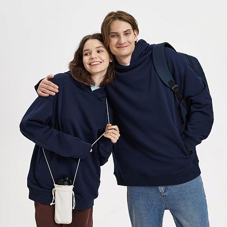 Худи оверсайз унисекс FUSION, темно-синий, размер M/L