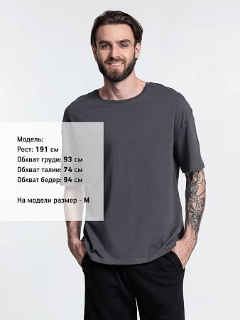 Футболка унисекс оверсайз Crosstown, темно-серая, размер L