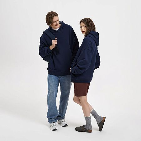 Худи оверсайз унисекс FUSION, темно-синий, размер M/L