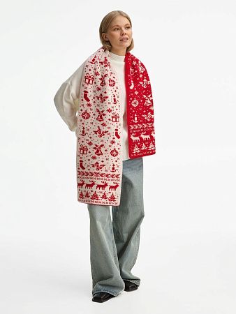 Шарф Holidale, красный с молочным