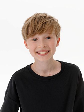 Футболка детская оверсайз Teezer, черная, размер 6 лет (110-116 см)