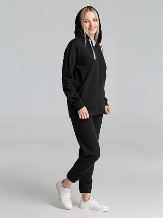 Толстовка на молнии с капюшоном Unit Siverga, черная, размер XS