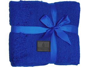 Плед акриловый «Mohair» с патчем, цвет: синий