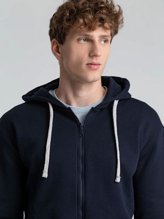 Толстовка на молнии с капюшоном Unit Siverga Heavy, темно-синяя, размер XS