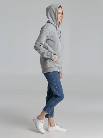 Толстовка на молнии с капюшоном Unit Siverga Heavy, серый меланж, размер XS