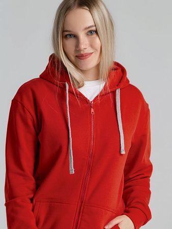 Толстовка на молнии с капюшоном Unit Siverga Heavy, красная, размер XS v2