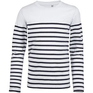 Футболка детская с длинным рукавом Matelot LSL Kids, белая с синим под нанесение