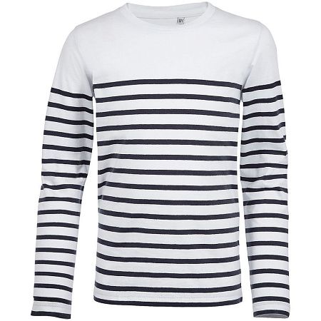 Футболка детская с длинным рукавом Matelot LSL Kids, белая с синим, размер 4 года (96-104 см)