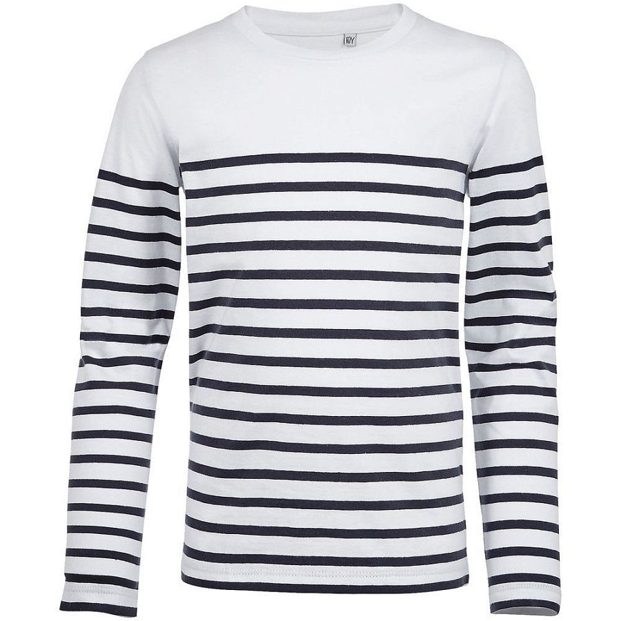 Футболка детская с длинным рукавом Matelot LSL Kids, белая с синим под нанесение