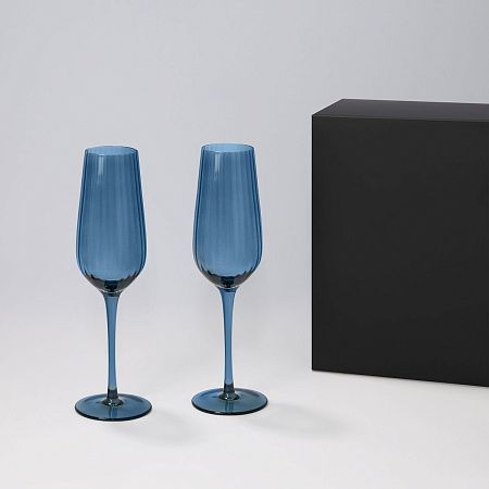 Подарочный набор 2 бокала для шампанского Toscana в черной коробке