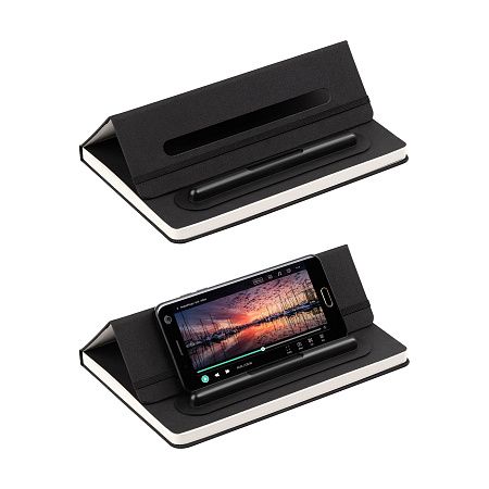 Блокнот "Prime" с ручкой и вечным карандашом в пенале, с подставкой под смартфон