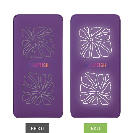 Внешний аккумулятор с подсветкой Ancor PD Plus 10000 mAh, фиолетовый