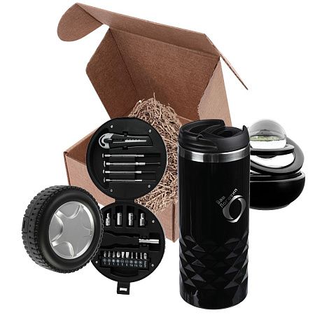 Подарочный набор "Авто эксперт": набор инструментов, термостакан, аксессуар с ароматизатором