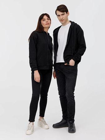 Толстовка унисекс оверсайз на молнии Zippy Terry, черная, размер XS/S