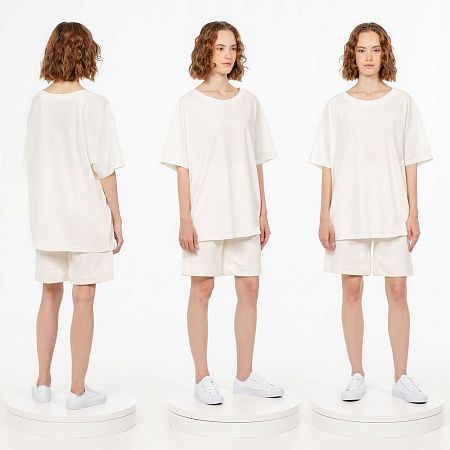 Футболка унисекс оверсайз T2, молочно-белая, размер XS/S