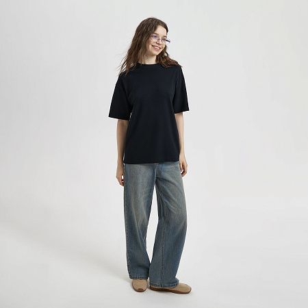 Футболка унисекс премиум AURA, 100% хлопок 200гр. черный, размер XS/S