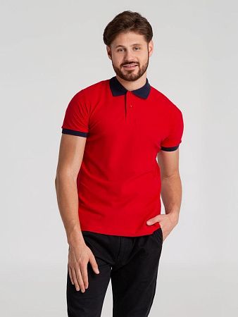 Рубашка поло Prince 190, красная с темно-синим, размер XL