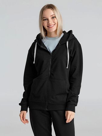Толстовка на молнии с капюшоном Unit Siverga, черная, размер XS