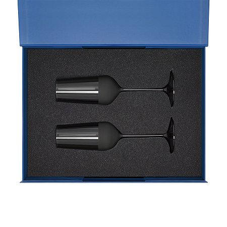 Подарочный набор 2 бокала для шампанского Black Edition в синей коробке