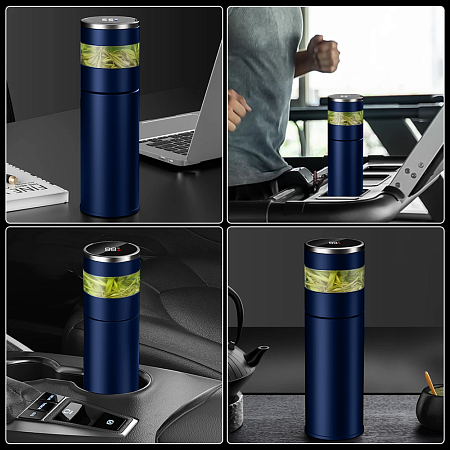 Термос стальной Gulfstream двухстеночный с вакуумной изоляцией 450 мл, крышка с дисплеем, темно-синий, матовый