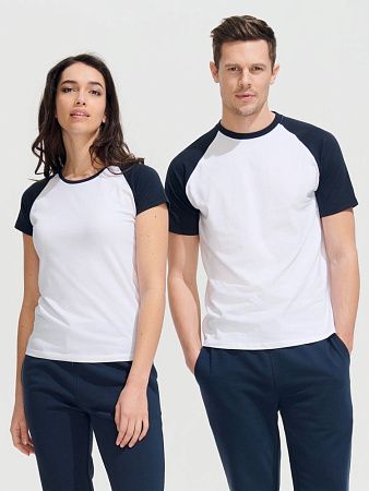 Футболка женская Milky 150, белая с темно-cиним, размер S