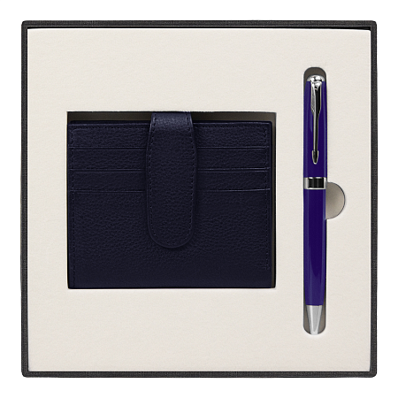 Набор подарочный Solution Superior Duo (ручка, футляр для кредитных карт), синий