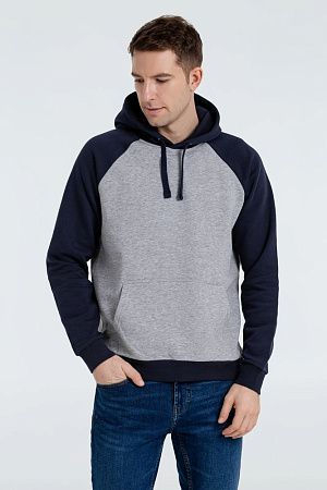 Толстовка унисекс Seattle, серый меланж с темно-синим, размер XS