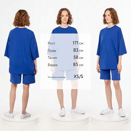 Футболка унисекс оверсайз T1, синяя, размер XS/S